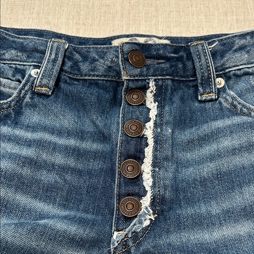 We The Free Shorts Women’s 30 Blue Distressed Button-fly Denim Hippie - Picture 3 of 11